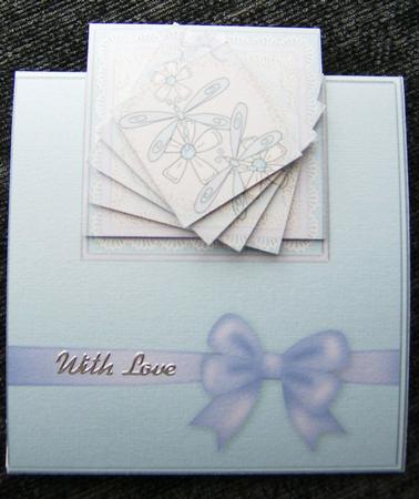 Dreamy Dragonfly  - No-Hole Easy Over the Edge Card & Spiral Pyramid Topper by Marion Milne