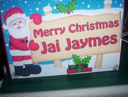 Xmas Jai Jaymes Santa Signpost 5x7 Easicut Decoupage by Marion Rogers