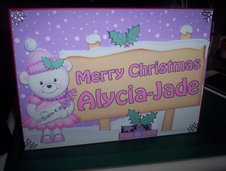 Xmas Alycia-jade Teddy Tess Signpost 5x7 Easicut Decoupage by Marion Rogers