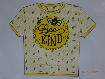 TEE SHIRT CARD - BEE KIND by Marion West