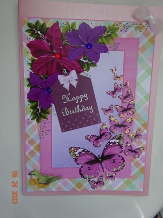 2 Floral butterfly card front/toppers by Marion West