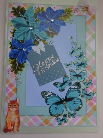 2 Floral butterfly card front/toppers by Marion West