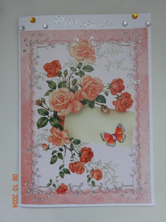 2 Light pink and peach rose note card fronts by Marion West