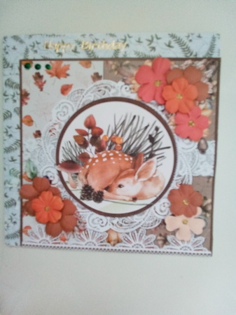 Hello Autumn 14: Forest Faun 6 x 6 Card Front with Topper and Sentiments by Marion West