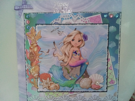 Pretty Mermaids 10 8 x 8 Card Front with Sentiments  by Marion West