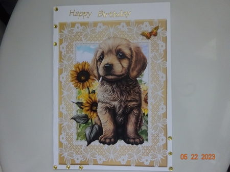 2 Sunflower puppy card fronts/toppers 5 by Marion West