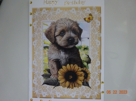2 Sunflower puppy card fronts/toppers 5 by Marion West