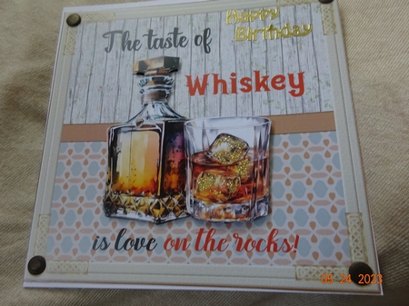 Whiskey on Ice 7x7ins Decoupage Topper 1 by Marion West