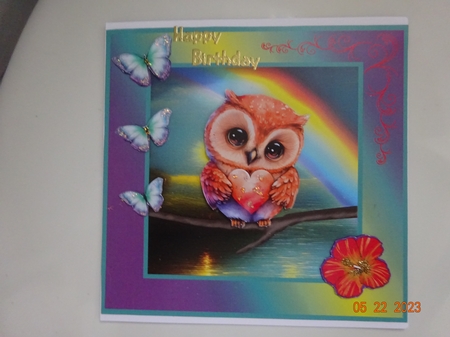 Owl Decoupage Card Mini Kit 7x7 by Marion West