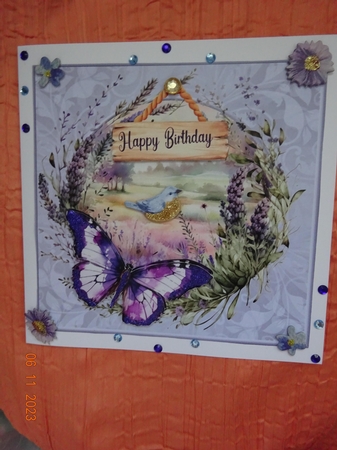 Lavender butterfly card front 4 by Marion West