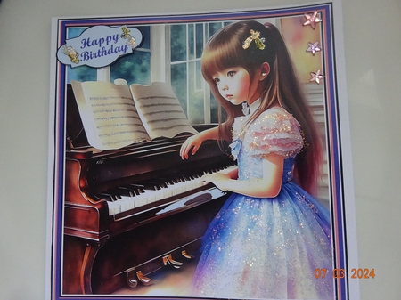 Blue Girl  Playing the Paino by Marion West