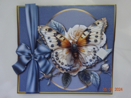 Butterfly & Roses -5 - Blank Card - Tent card by Marion West