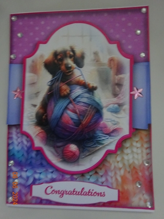Crafty Dachshund Birthday 5 x 7 Inch Card by Marion West
