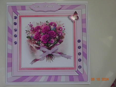 7x7 Quick Cards Beautiful Posy Of Roses 2 by Marion West