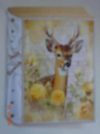 Pretty Deer With Spring Yellow Roses & Script Folded Book by Marion West