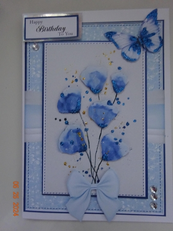 Abstract Watercolour Flowers In Blue by Marion West