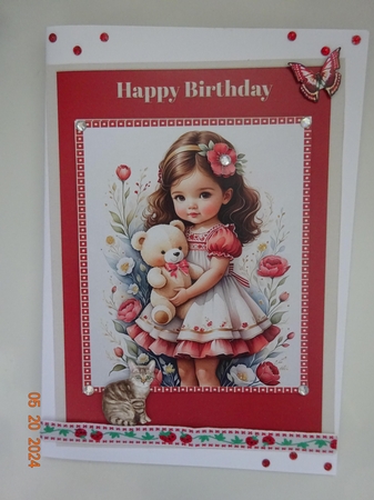 A5 Little Girl With Teddy In Red by Marion West
