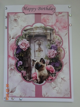 Siamese Kitten on the Doorstep Scalloped Oval Stacker by Marion West