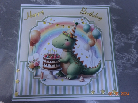 6x6 Birthday Dino 1 Card Front, Topper, Pyramid Layers, Sentiments & Ages by Marion West