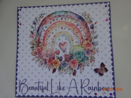 Card Topper - Floral Rainbow Birthday Card by Marion West