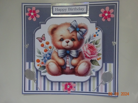7x7 Teatime Birthday 2 Card Front, Topper, Decoupage Layer, Sentiment and age by Marion West