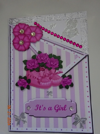 Baby Girl Fold Down Front Flap Card by Marion West