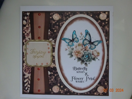 Oval Butterfly card front by Marion West