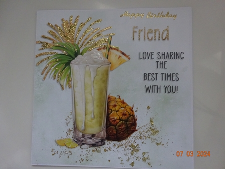 Card Topper - Friend Cocktail Birthday Card by Marion West