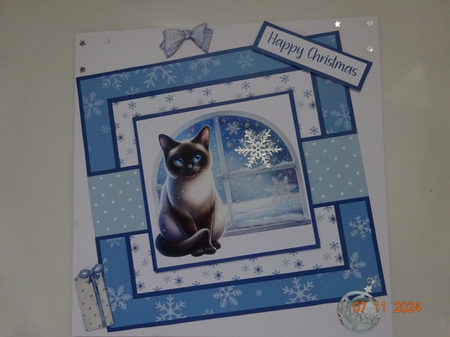 Christmas Siamese Cat Blue by Marion West