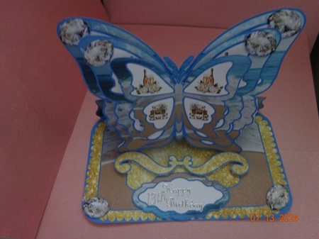 Champagne on the Beach Butterfly Easel Card by Marion West