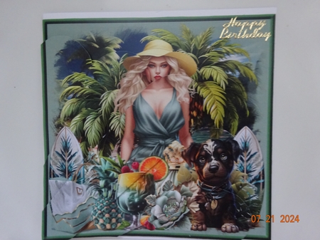 Tropical Girl Fan Pyramid Topper by Marion West