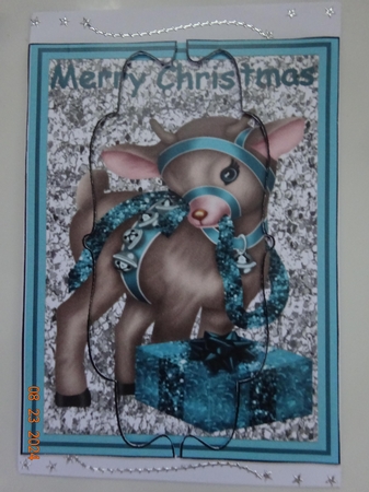 Reindeer & Present Scalloped Edge Stacker (1) by Marion West