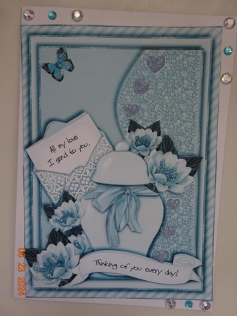 Ginger Jar & Roses Card Front 6 by Marion West