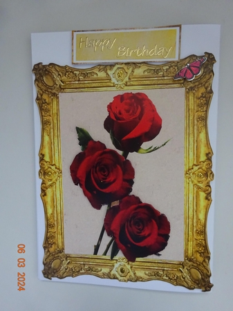 Rose in Gold Frame Decoupage by Marion West