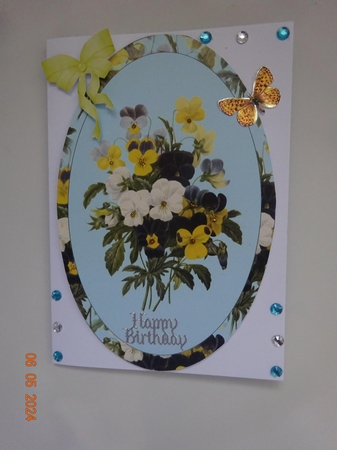 Elegant Oval Daffodil & Pansy Topper by Marion West