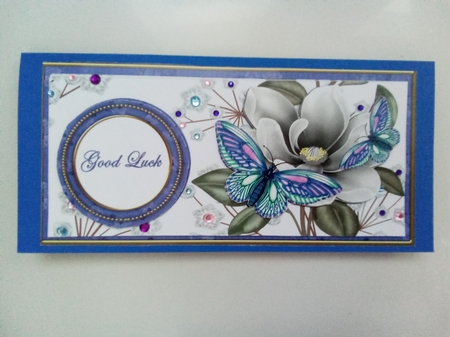Blue Butterfly Good Luck Dl Decoupage Topper by Marion West