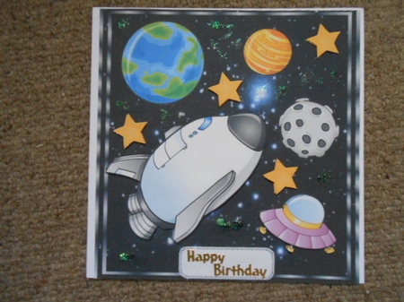 White Rocket with Planets 8x8 by Marion West
