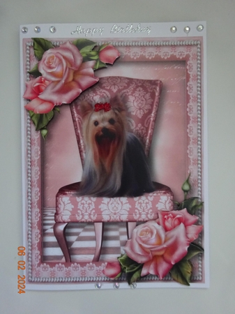 Pretty Pink Roses & Yorkie by Marion West