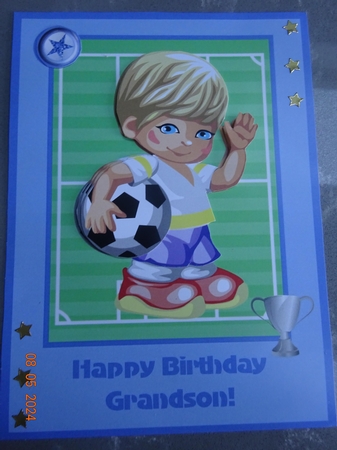 Little Football Boy Topper & Decoupage Birthday Grandson by Marion West