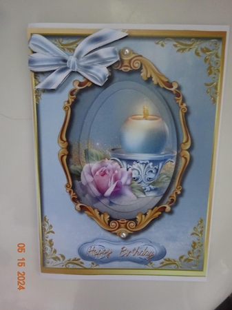 Beautiful Candle and Pink Blush Roses , Pyramid by Marion West