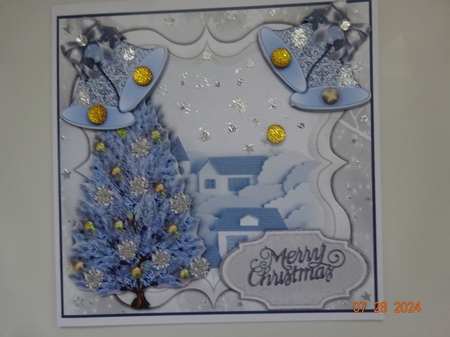 Blue Sparkle Merry Christmas 2 Quick card decoupage sheet by Marion West