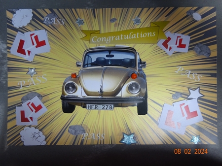 Driving Test Pass - Gold VW Beetle by Marion West