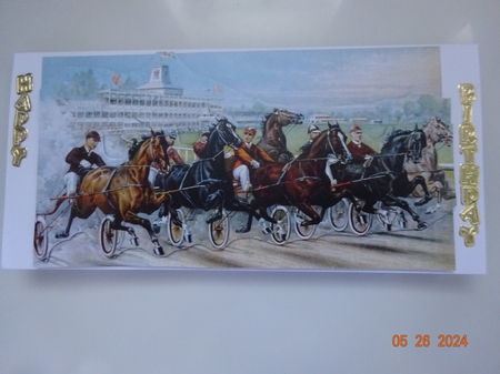 Dash For Pole, vintage horse racing card topper by Marion West