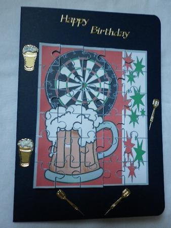 Beer and Darts Jig Saw Side Stacker by Marion West