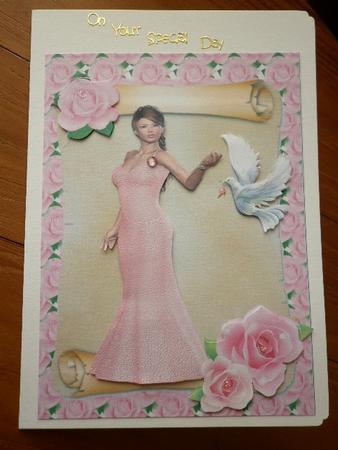 Pretty Lady with Roses and a Dove, A4 Topper by Marion West