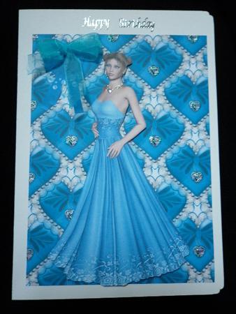 Elegant Lady in Blue Gown, A4 Topper by Marion West
