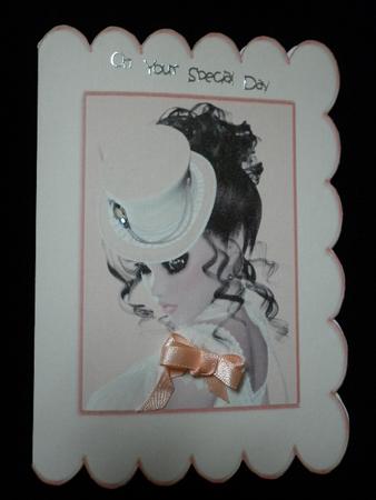 Vintage Lady Scallop Edge Card (peach) by Marion West