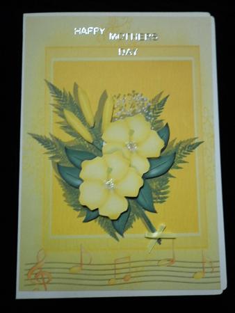 Yellow Music and Hibiscus Card Front by Marion West