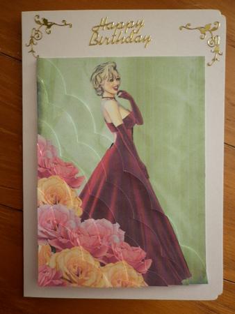 Pretty Lady in Red Wavy Edge Corner Side Stacker by Marion West