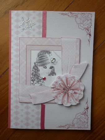 Card Front Framed Lady Decoupage by Marion West